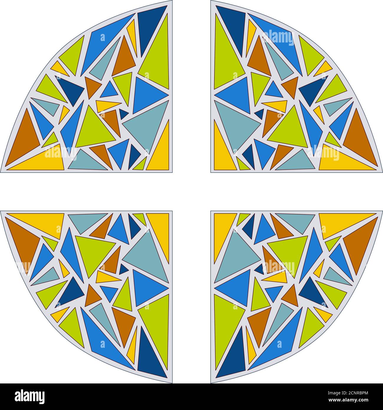 Mosaik Kreis Vektor-Illustration. Buntglasfenster. Farbenfrohe, isolierte Muster. Druck auf Papier, Stoff, Keramik. Stock Vektor