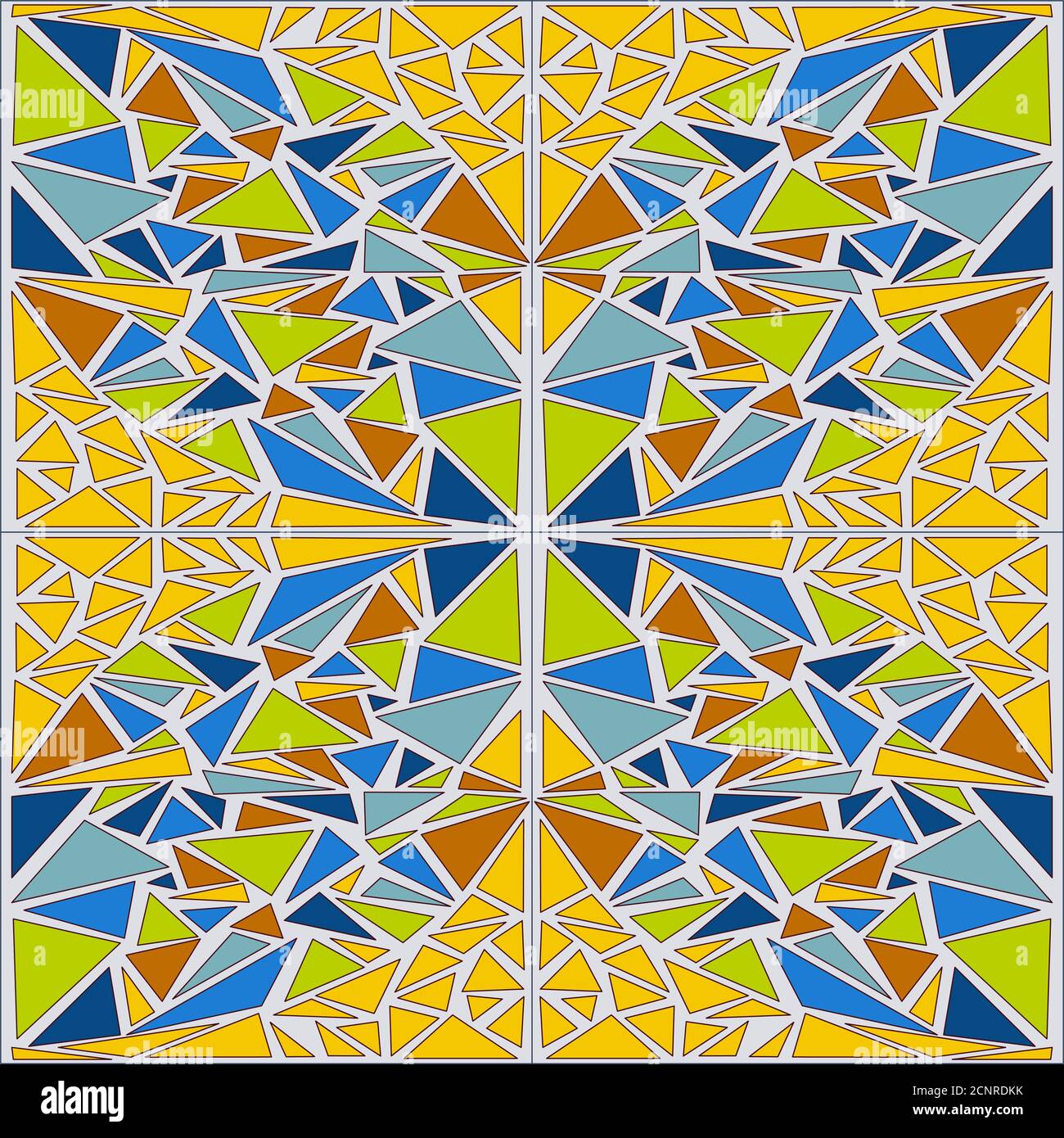 Mosaik quadratische Vektor-Illustration. Farbenfrohe, isolierte Muster. Druck auf Papier, Stoff, Keramik. Stock Vektor