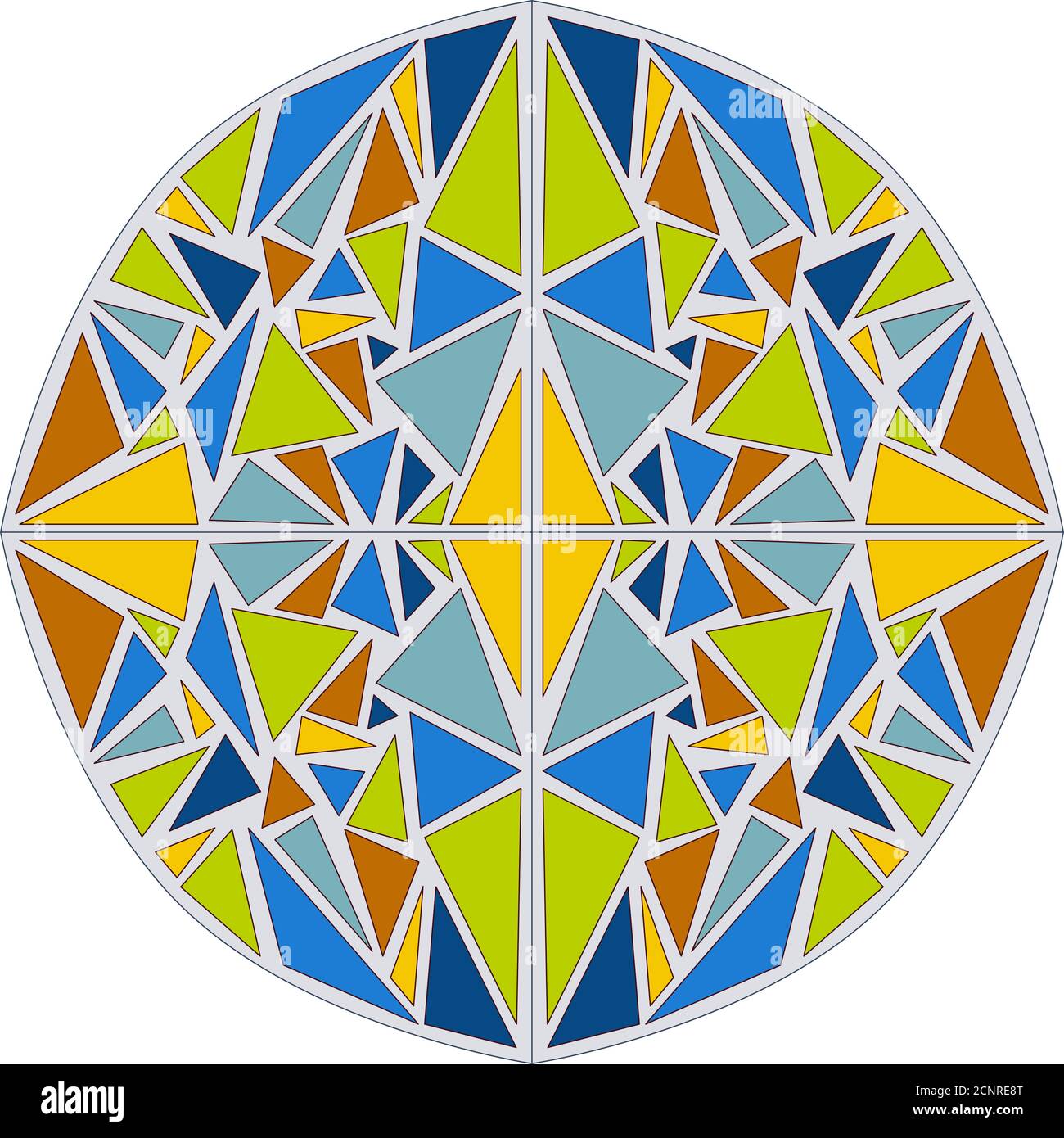 Mosaik Kreis Vektor-Illustration. Farbenfrohe, isolierte Muster. Druck auf Papier, Stoff, Keramik. Stock Vektor