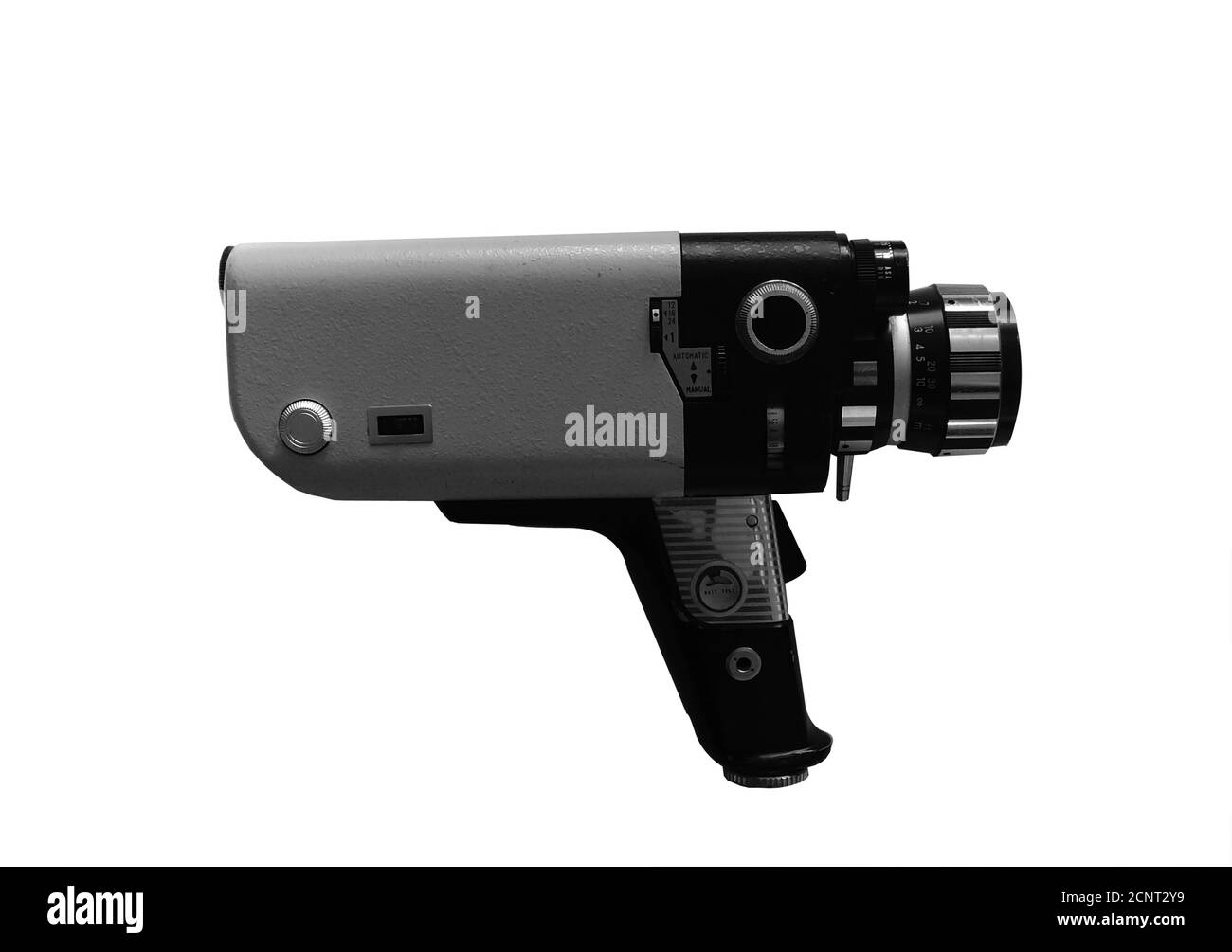 Filmkamera Super 8 in schwarz und weiß Stockfoto