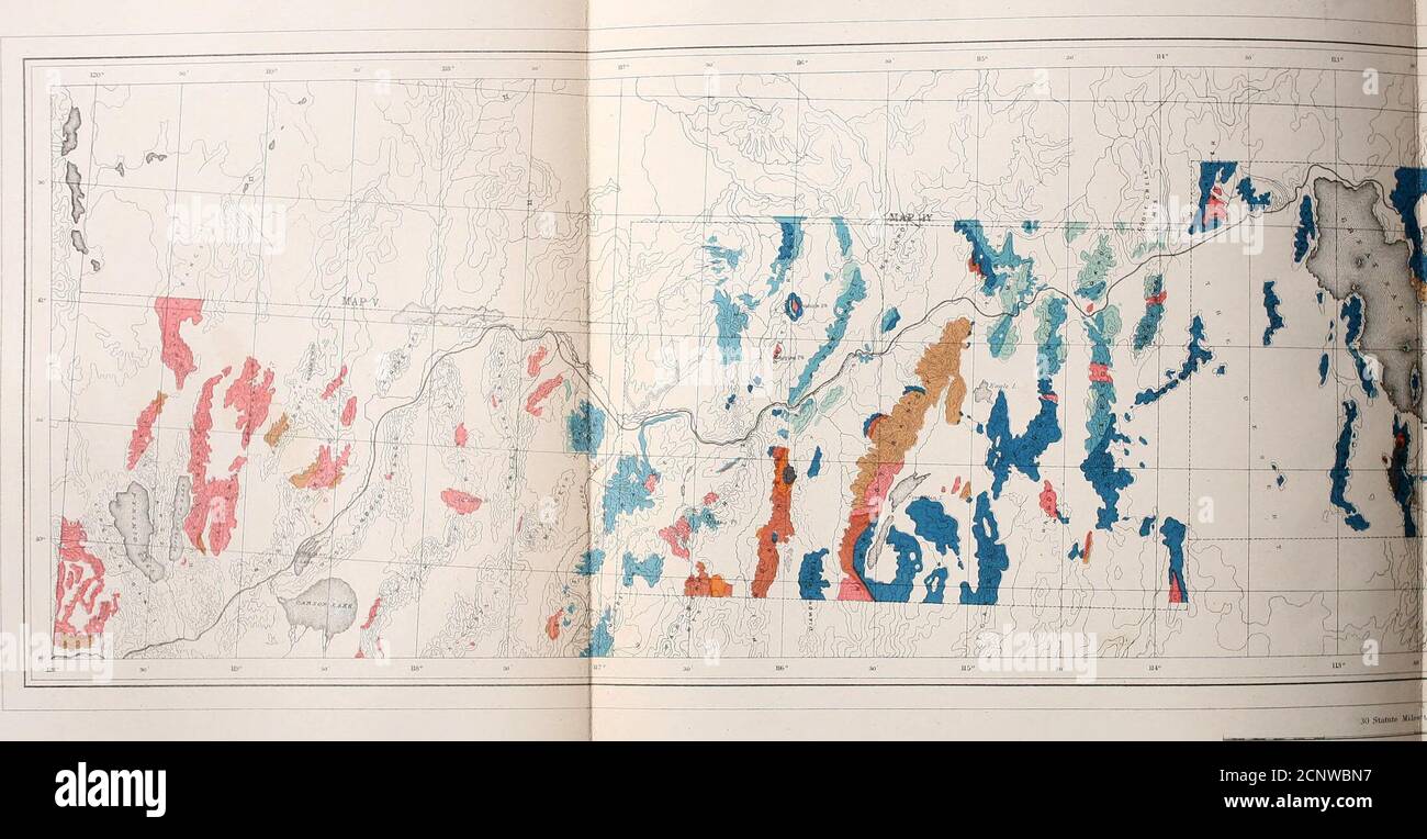 . Bericht über die geologische Erkundung der vierzigsten Parallele . le. oi r c 3 Mo 4^ PI Z 8g Karbon, 15,000 Fuß. Re S r § 2.&gt; rz r* 3 D I-; t il^ - *&gt; K§ :? 1 3 M n » t-. 1 5^ A 8 ^ 610 V&:? i Sa P ■^fps ;3 R 8 3- ^g 5 so A* &gt; + 55; 5 rj 1^ 0 ►TJ 0 ■3 X o 5 0 1 0 ? p 0 a- orapaktil, oftevon Limiglomer cn 11 5 3 &gt; I 1 0 - ■ PPO Sandstein andrnrötlich, interce, argillitcs, Arate. SN. gs 0 D p2 :3 &gt; A: Bis &gt; H0 X 0 N 0 fn &§• cEio c/) Erw &gt; n 9 p c0 0 ;a D 3 NI W 1 i 3, 0 en S C D W MITTLEREN NEVADA ABSCHNITT, konformbar. r 0 ■z HH l-H Cambrian. 8 R*5 C Q W 8 Carbonifer Stockfoto