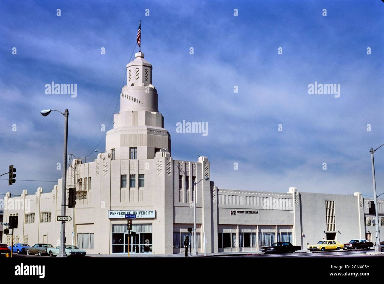Pepperdine University, Los Angeles Campus, 81st & Vermont, Los Angeles, Kalifornien, USA, John Margolies Roadside America Photograph Archive, 1977 Stockfoto