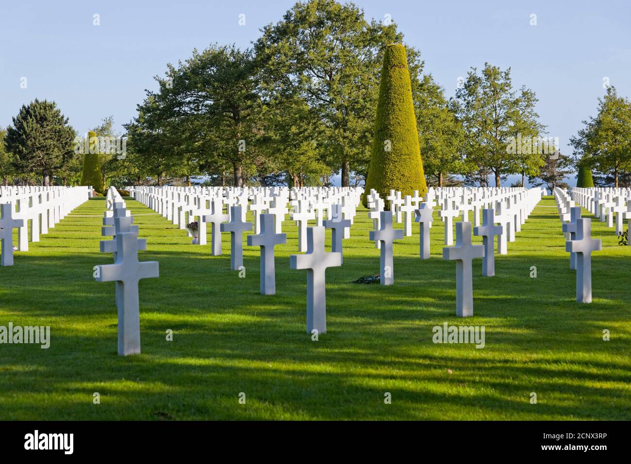 Kriegsfriedhof in Cherbourg, Normandie, Frankreich Stockfoto