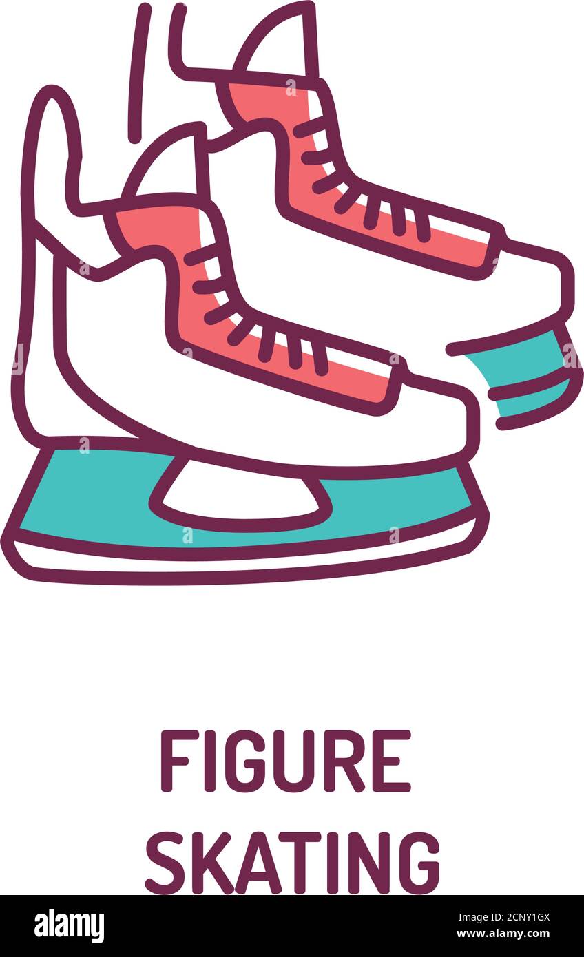 Eiskunstlauf Farbe Linie Symbol auf weißem Hintergrund. Extremsport. Schlittschuhlaufen und Stunts auf Eis. Schlittschuhlaufen. Piktogramm für Webseite, mobile App, Promo Stock Vektor