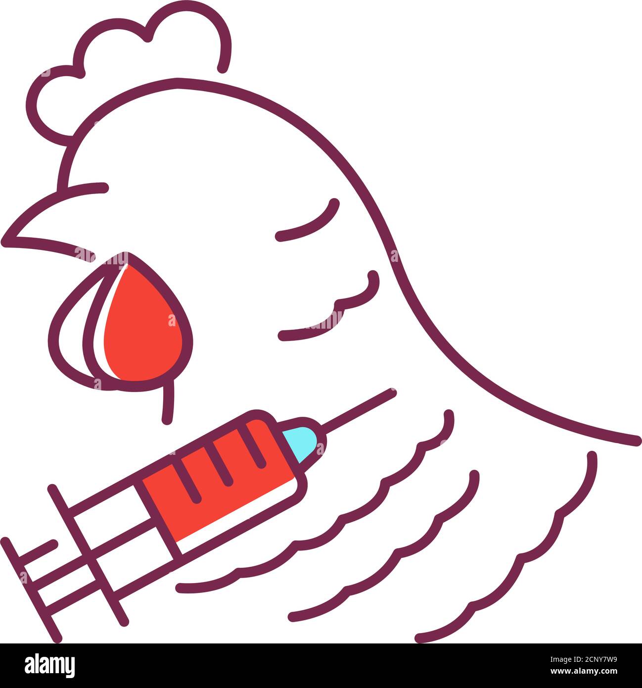 Symbol für die Stammzellenbiopsie-Farblinie. Mit Extraktion von Probenzellen oder Gewebe von Huhn. Piktogramm für Webseite, mobile App, Promo. UI-UX-GUI Stock Vektor