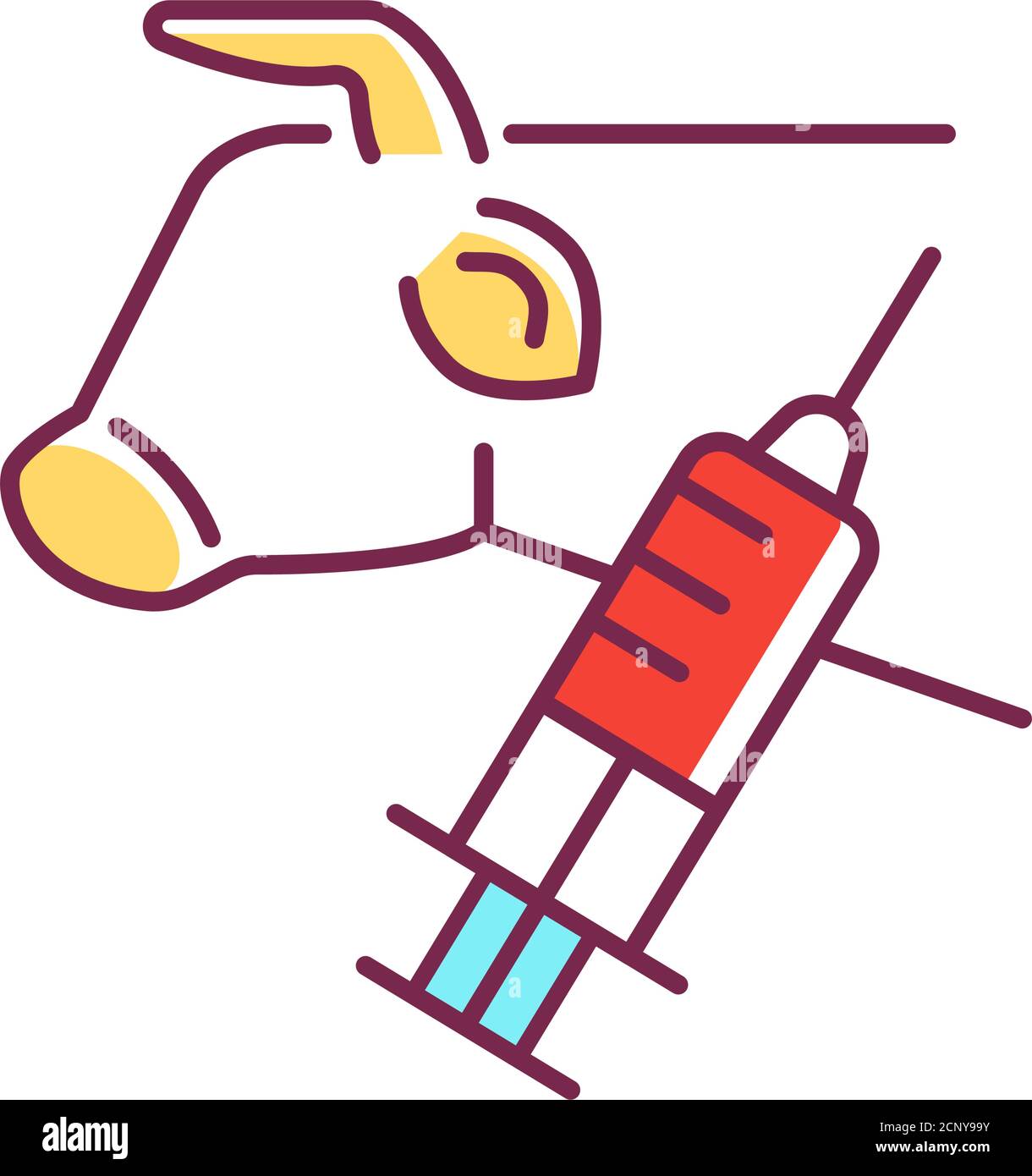Symbol für die Stammzellenbiopsie-Farblinie. Mit Extraktion von Probenzellen oder Gewebe der Kuh. Piktogramm für Webseite, mobile App, Promo. UI UX GUI DESIGN Stock Vektor