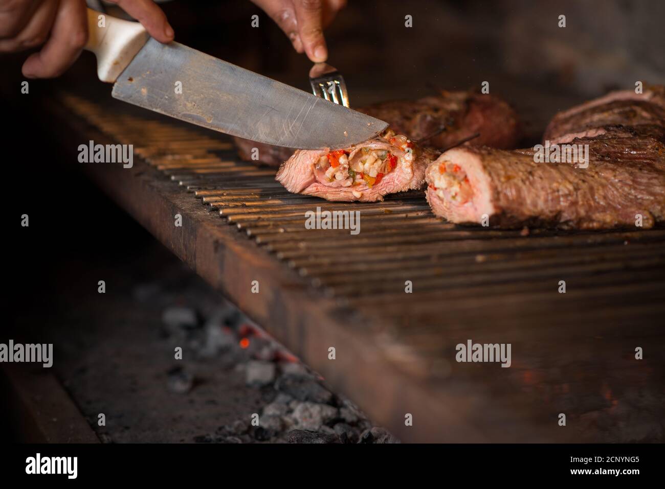 Gourmet-Rindfleisch vom Grill geröstet. Stockfoto