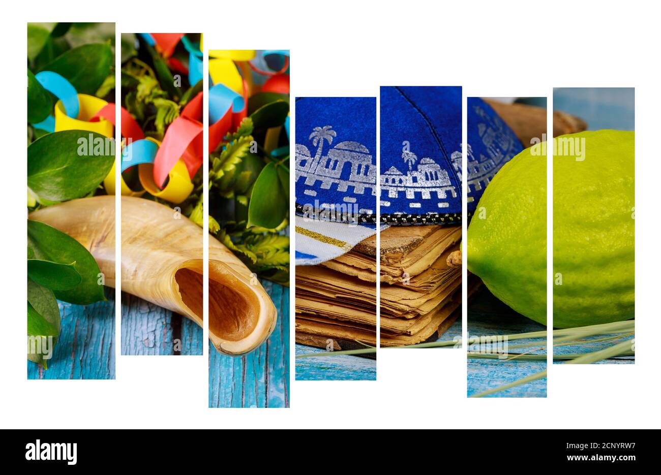 Jüdische religiöse gelbe Zitronen-Etrog wird während der Feiertage von Sukkot und tallit verwendet Stockfoto