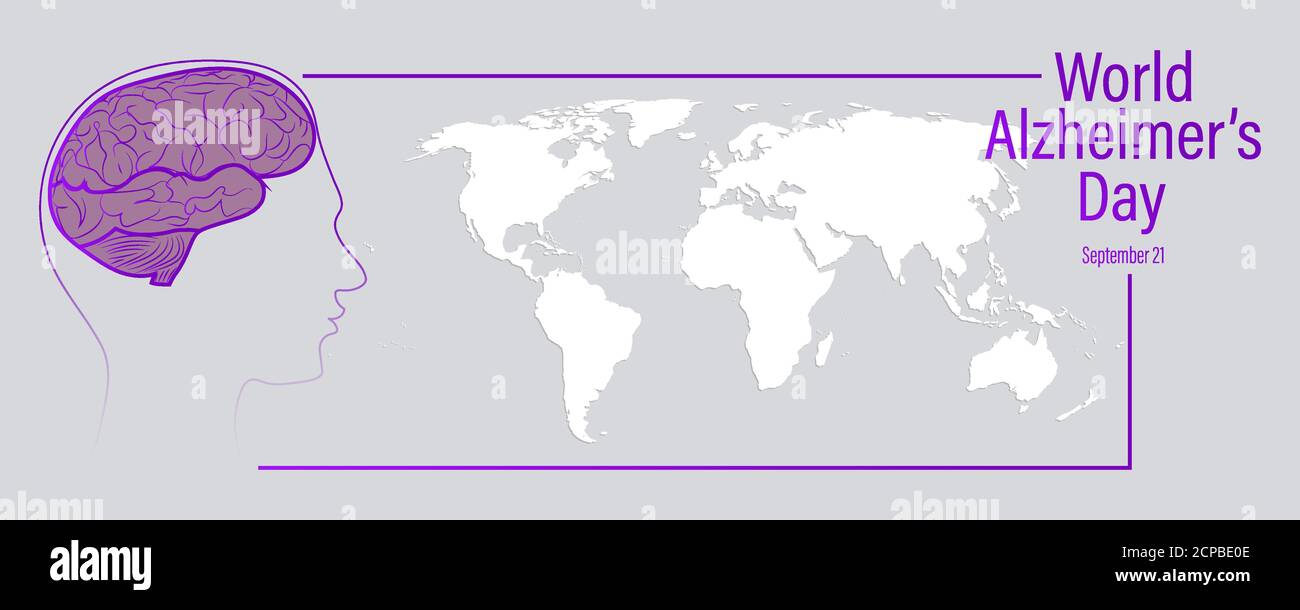 Welt Alzheimer Tag 21. September. Die Bedingung ist alternativ als Demenz und die häufigste Ursache der Alzheimer-Krankheit bekannt. Stock Vektor