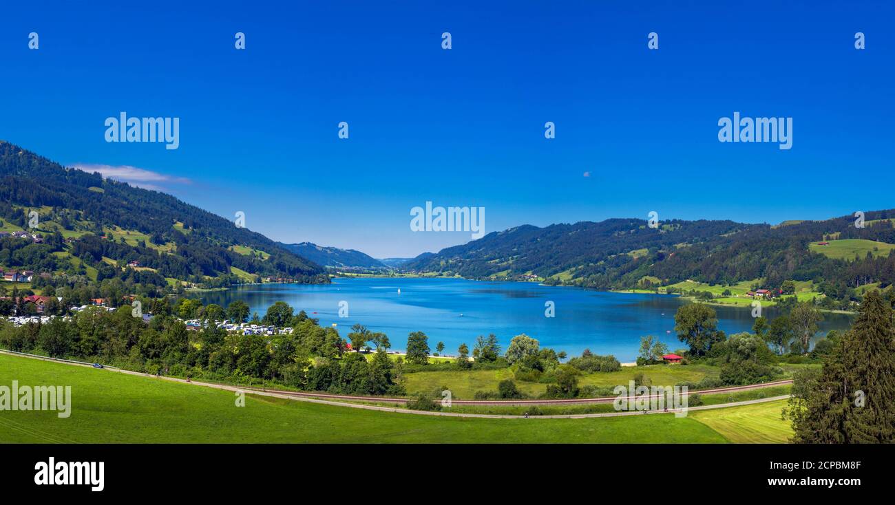 Großer Alpsee, bei Immenstadt, Oberallgäu, Allgäu, Schwaben, Bayern, Süddeutschland, Deutschland, Europa Stockfoto