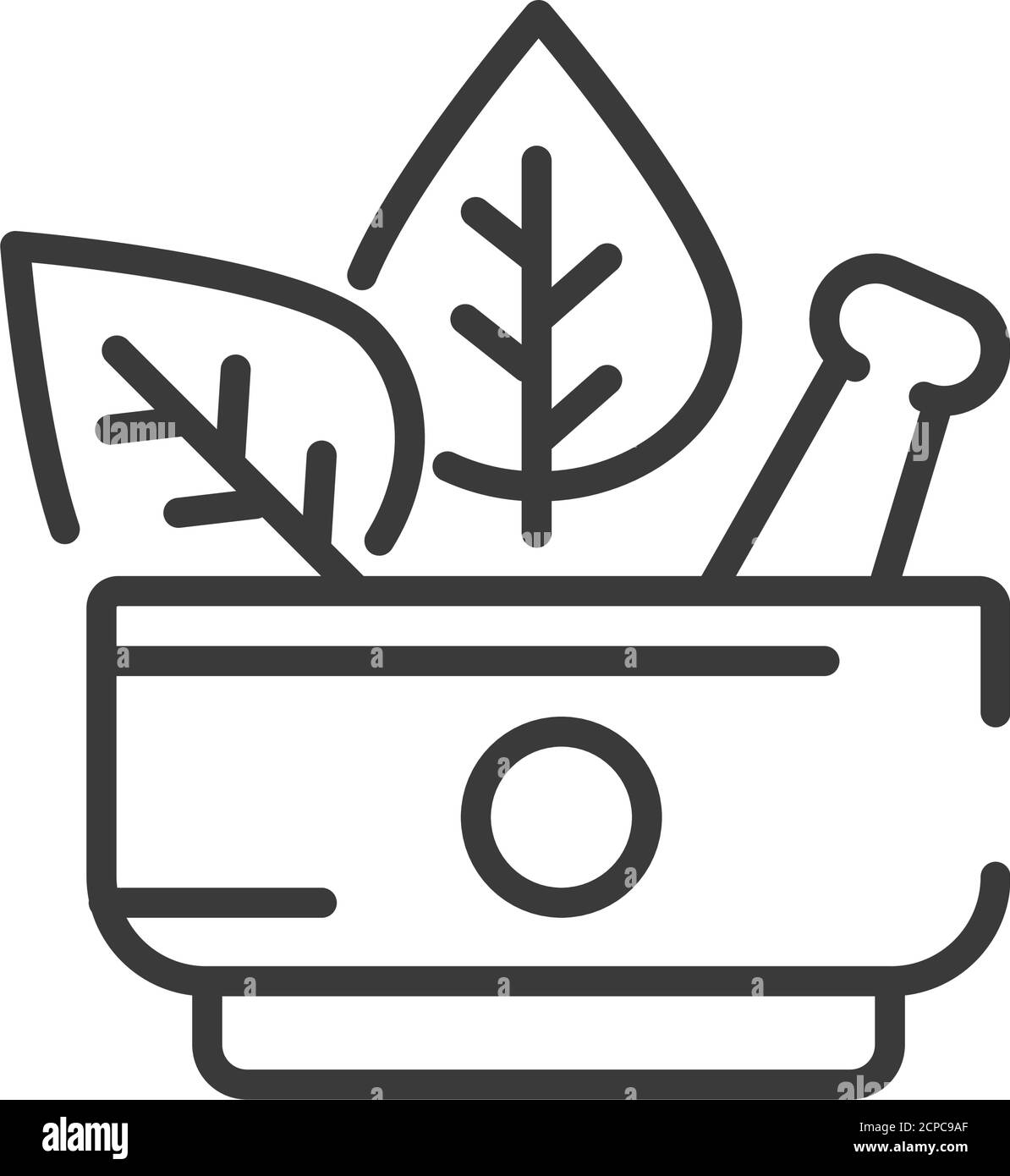 Natürliche medizinische Zutaten schwarze Linie Symbol. Alternative Medizin. Heilkräuter. Bio-Öko-Produkt Zeichen. Chemikalienfrei. Piktogramm für Webseite Stock Vektor