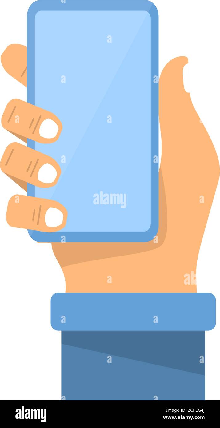 Smartphone in der Hand. Flache Vektorlinie Kunst Stock Vektor