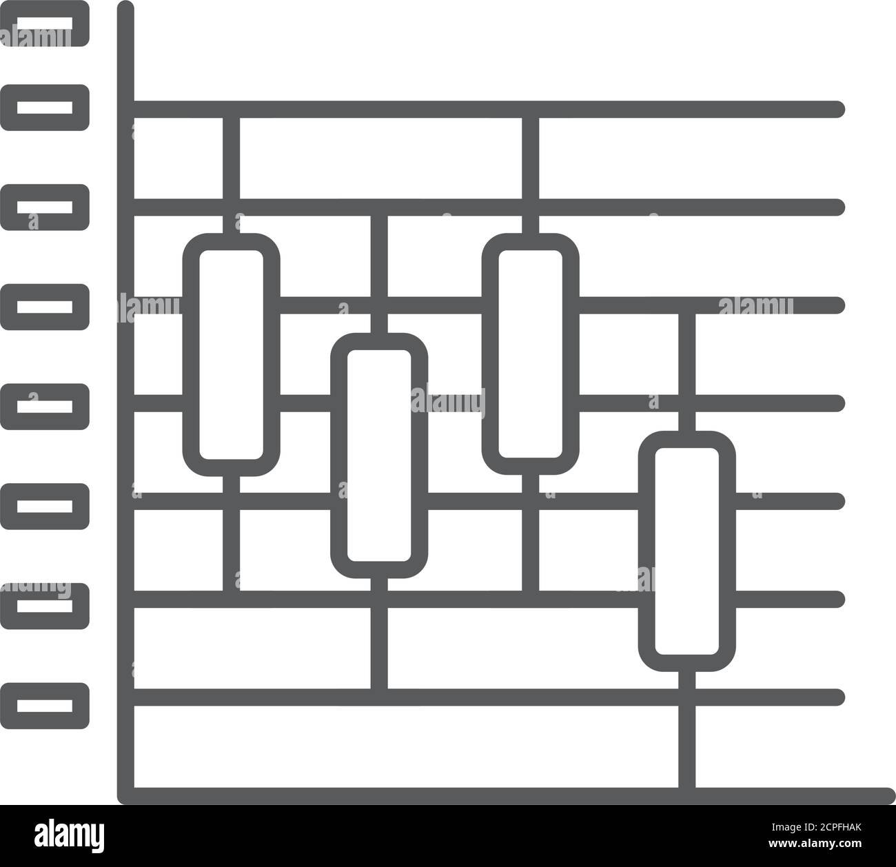 Infografik Box und Whisker Linie schwarz Symbol. Konzept zur Aufbewahrung von Aufzeichnungen. Visueller Vergleich der Daten. Registrieren Sie sich für Webseite, mobile App, Schaltfläche, Logo. Stock Vektor