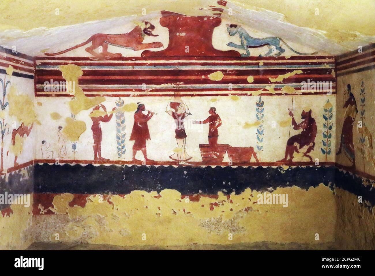 Grabmal der Jongleure, etruskische Nekropole von Tarquinia, Italien Stockfoto