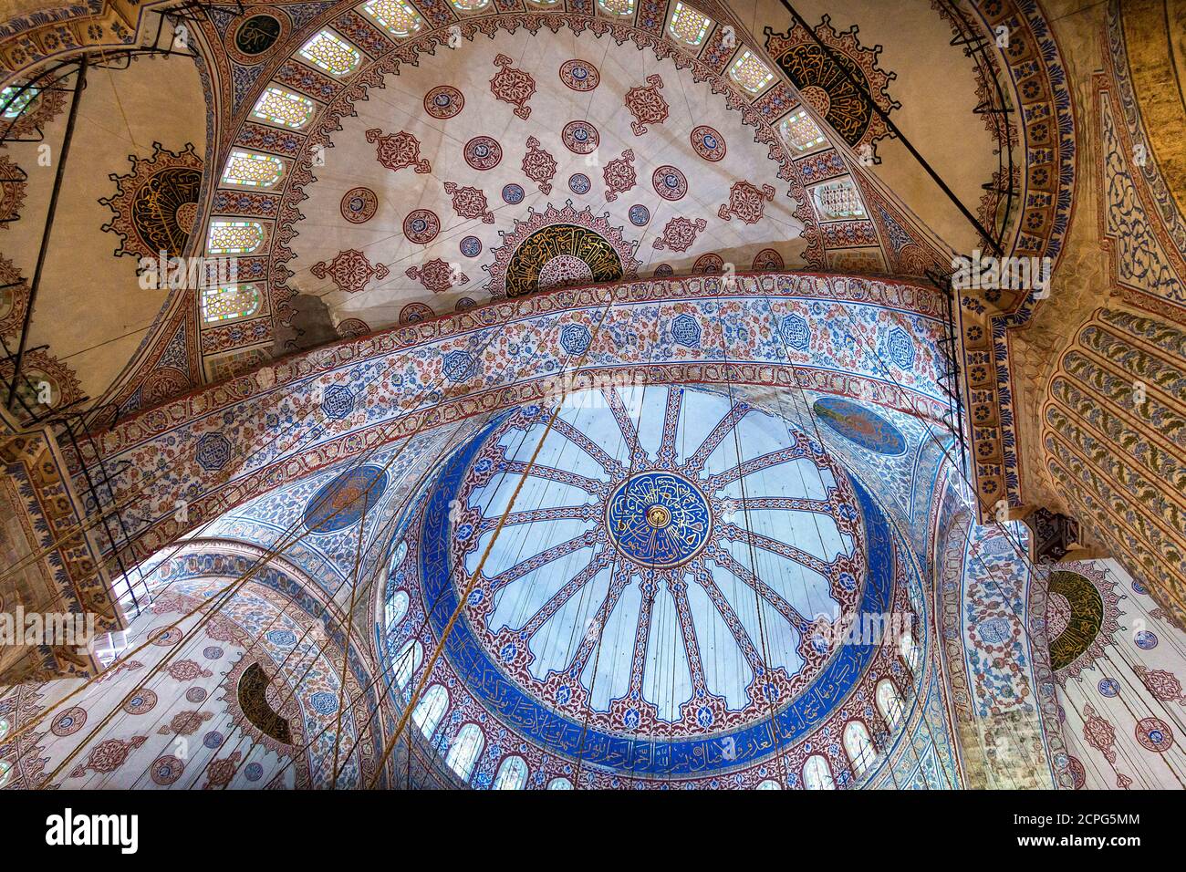 Türkei, Istanbul, Blaue Moschee, gewölbte Decke Stockfoto