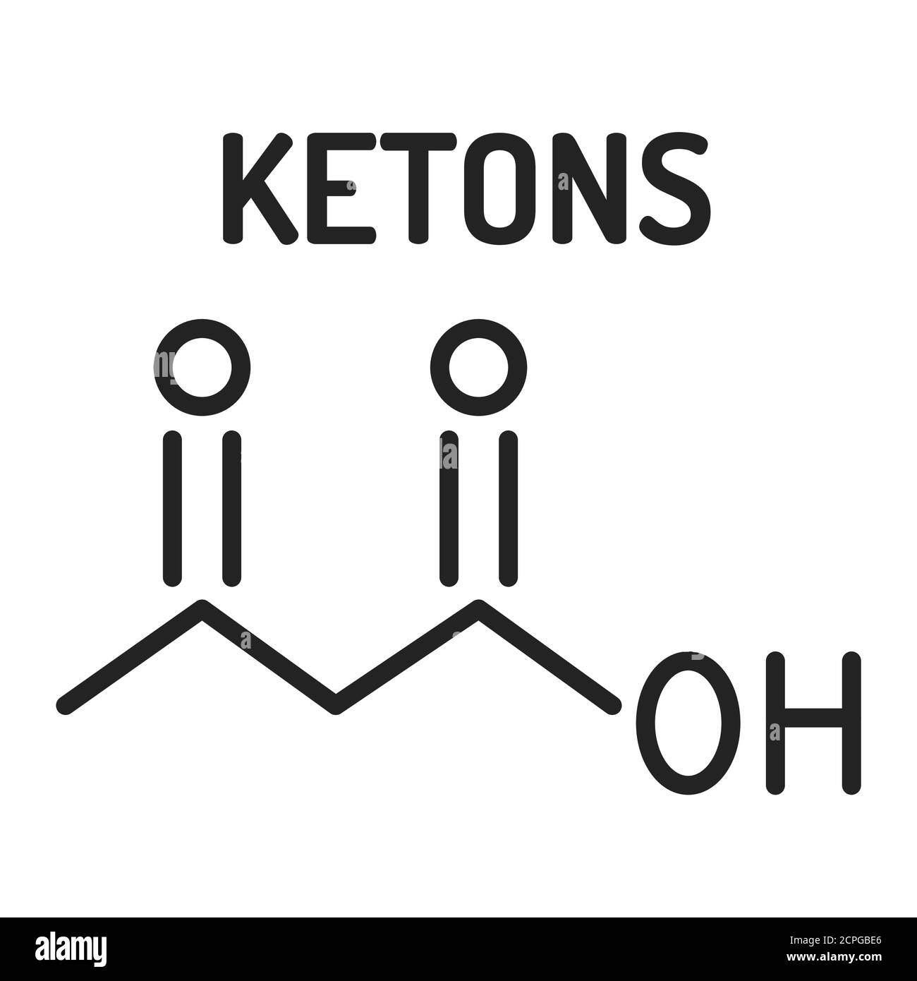 Keton Körper schwarze Linie Symbol. Wasserlösliche Moleküle, die die
