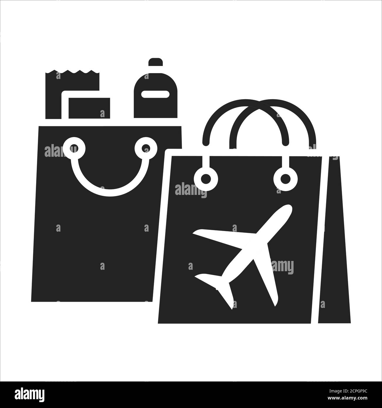 Duty Free Shopping schwarzes Glyphen-Symbol. Einzelhandelsgeschäfte. Die Waren sind von der Zahlung bestimmter lokaler befreit. Piktogramm für Webseite, mobile App, Promo. UI Stock Vektor