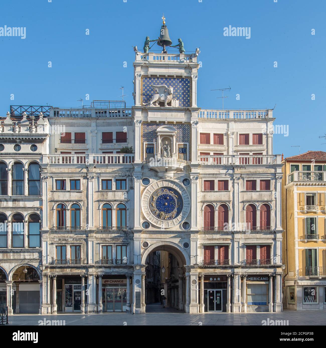 Uhrenturm Markusdom Torre dell'Orologio, Markusplatz, Venedig, Italien, Europa Stockfoto