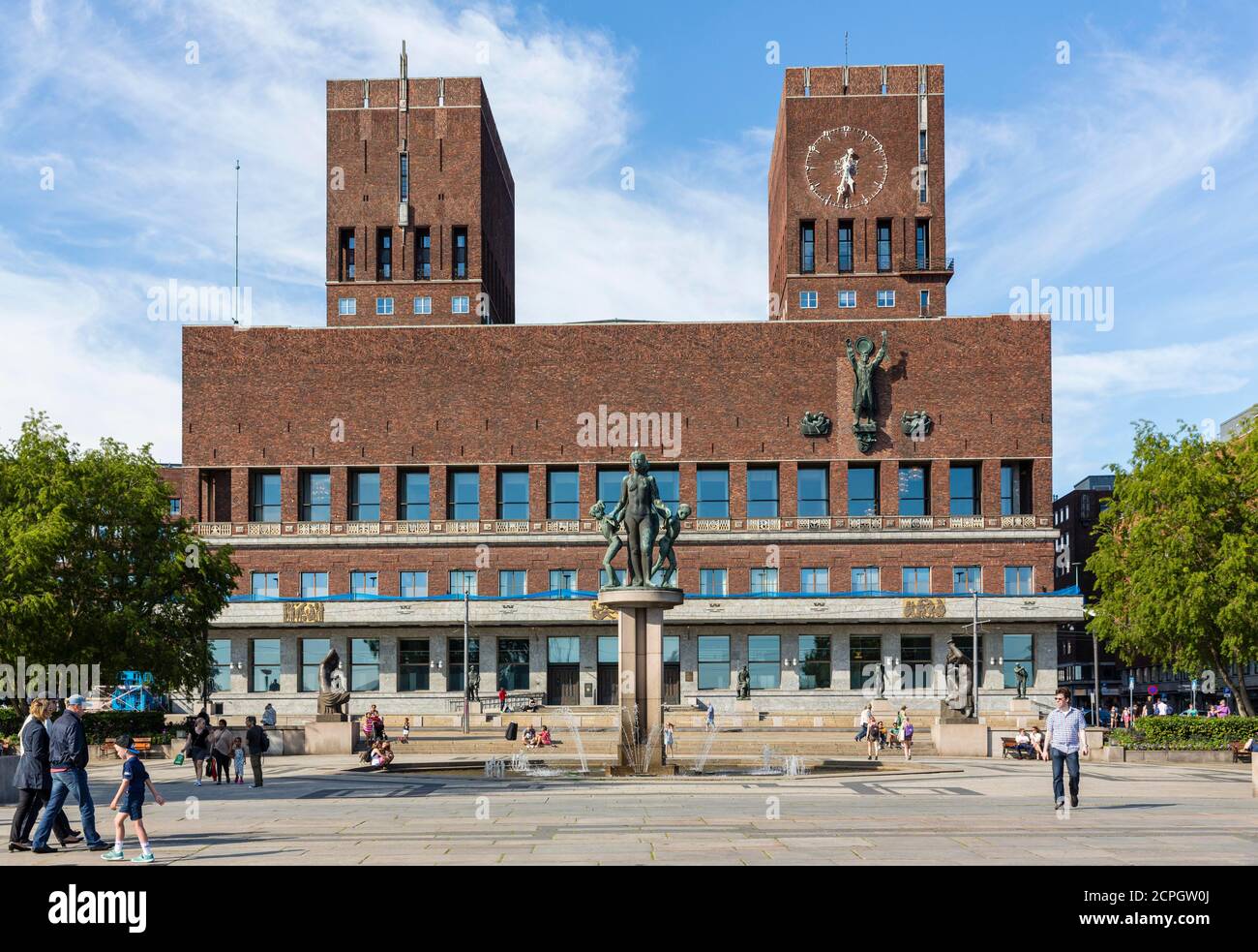Rathausplatz, Rathaus, rådhus, Oslo, Norwegen, Europa Stockfoto
