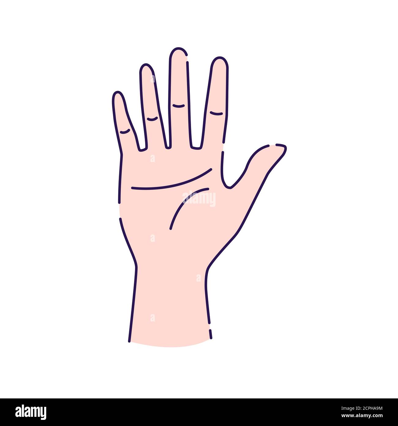 Fünf Finger Geste Linie Farbsymbol. Finger nach oben bewegen Skizzenelement. Piktogramm für Webseite, mobile App, Promo. Bearbeitbare Kontur. Von Hand gezeichnet Stockfoto