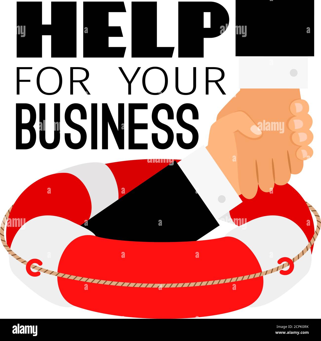 Business Life Boje. Geschäftsmann überleben Leben See Rettung, finanzielle Unterstützung und Versicherung Hilfe Konzept, Ertrinken Rettungsring Vektor Illustration Stock Vektor