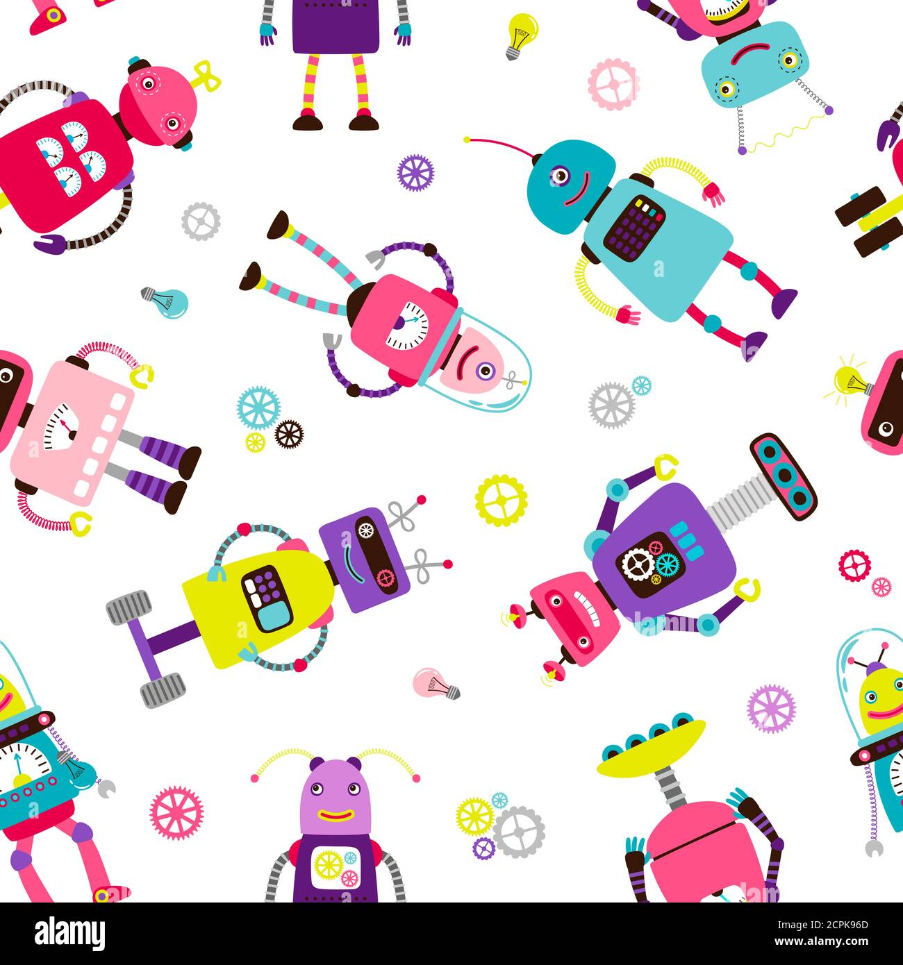 Roboter oder Aliens niedlichen Kinder Muster, Vektor-Illustration Stock Vektor