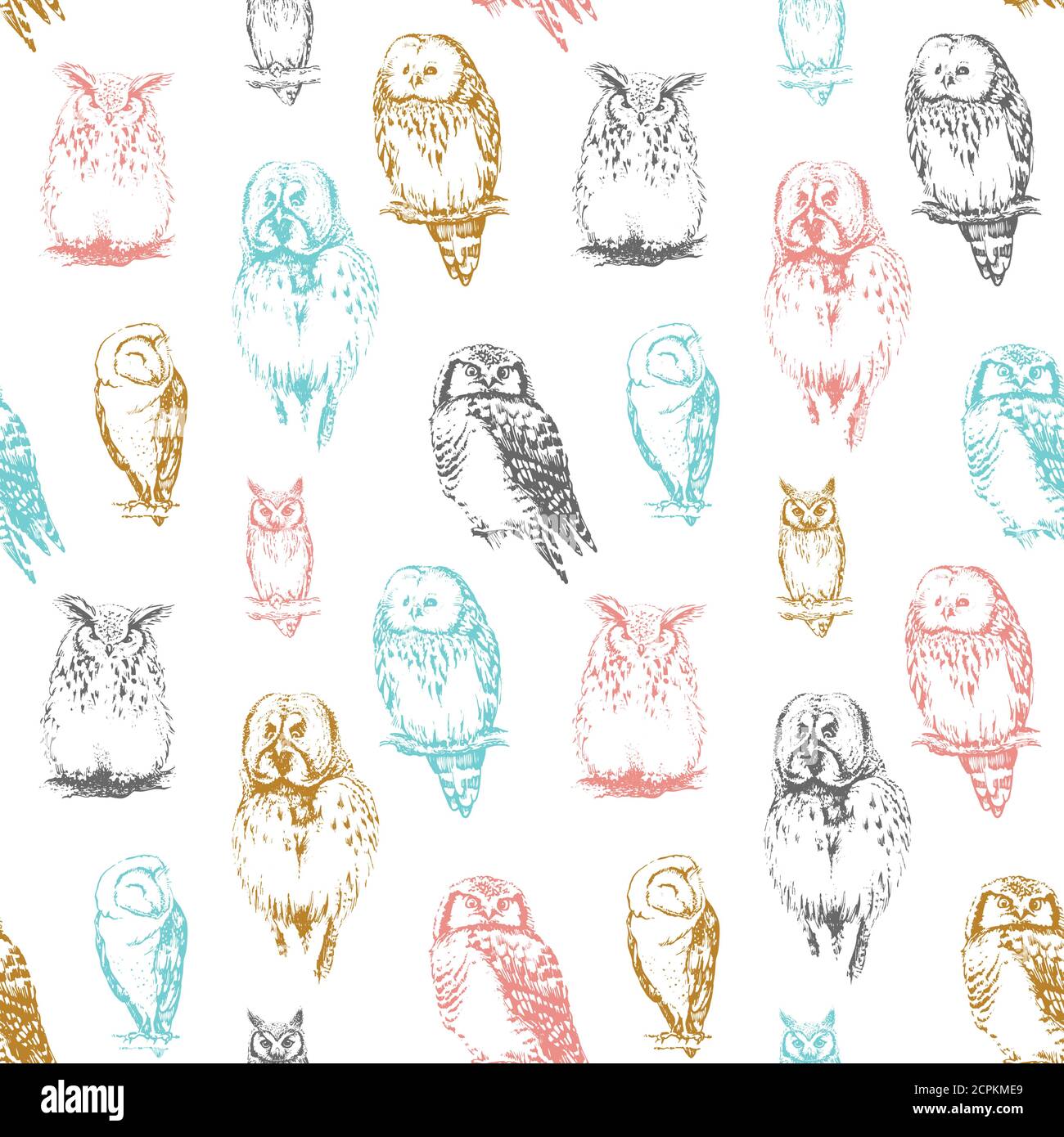 Eulen Nahtloses Muster. Vektorhintergrund. Stock Vektor
