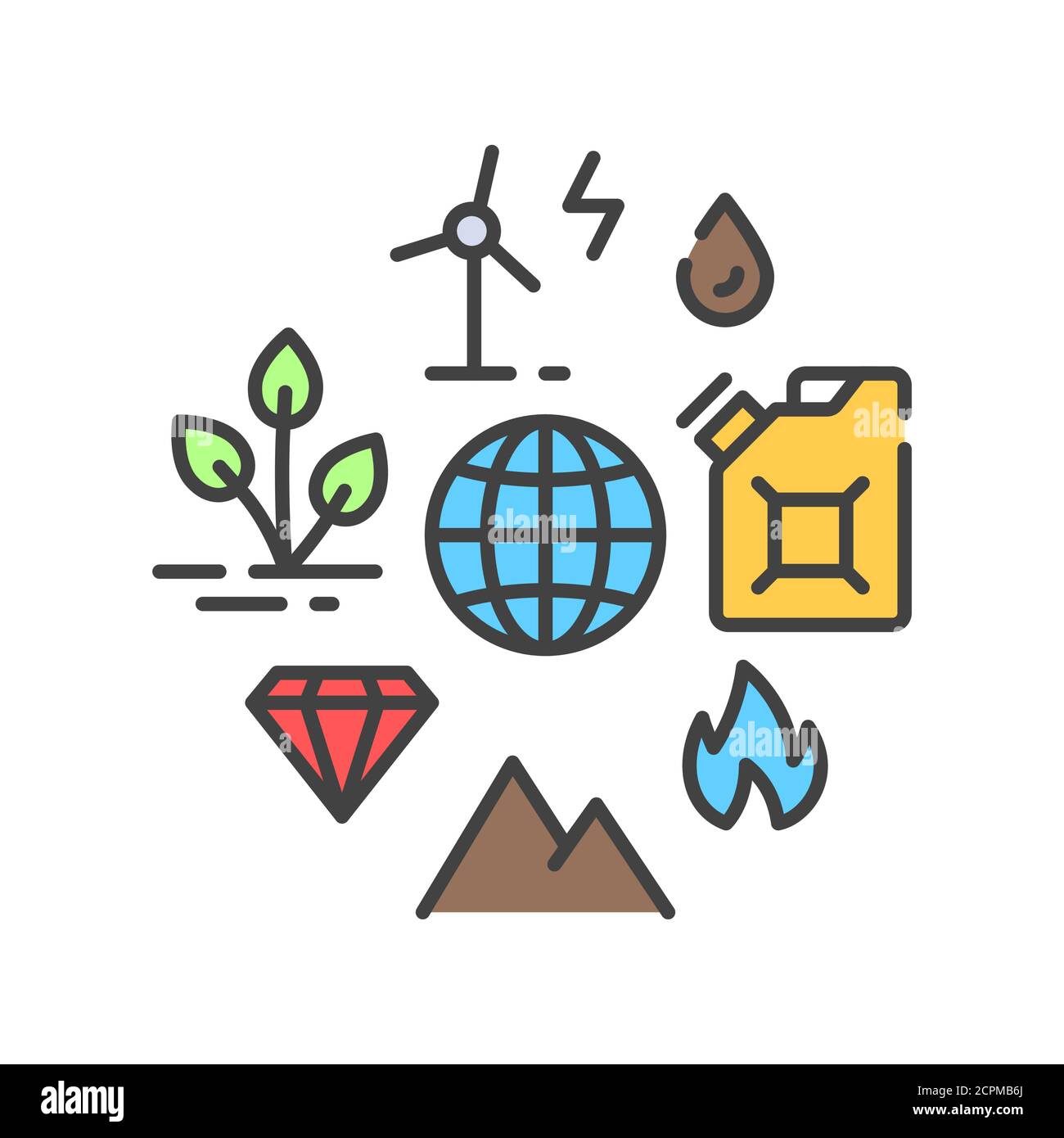 Symbol für die Farblinie natürlicher Ressourcen. Für Webseite, App anmelden. UI UX GUI Design Element. Bearbeitbare Kontur. Stock Vektor