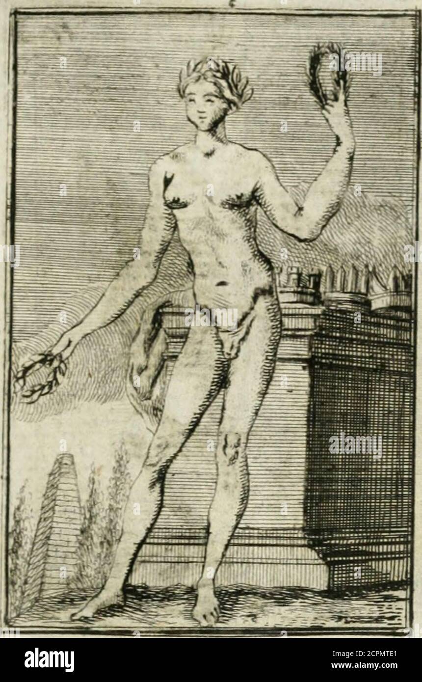 . Iconologie, tirée de divers auteurs : ouvrage utile aux gens de lettres, aux poëtes, aux artistes, & généralement à tous les amateurs des beaux-Arts . AMOUR du prochain./^omme il eft fondé principalement fur la charité,on le repréfente vêtu d une Robe Rouge qui eltla couleur fynibolique de cette vertu. Il tient unebourfe & paroît vouloir fecourir un pauvre auquelil tend la main. Son attribut eft un pélizaa quisouvre le fein pour nourrir fes petits. FRANÇOISE. 35. AMOUR de bonne renommée.tr Yn adolefcent nu , & couronné de laurier, pourmarquer fa candeur, & fon mérite recompenfé;il préfente d Stockfoto