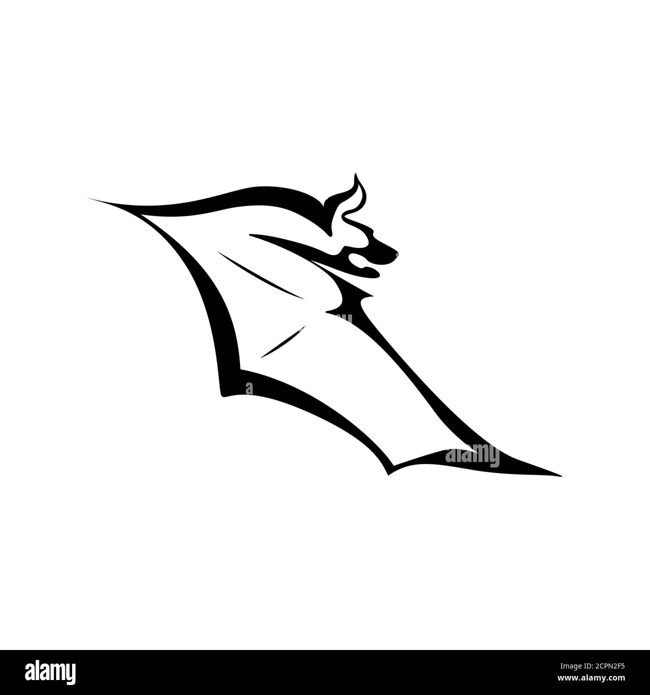 Vektordarstellung des Fledermaus-Logos. Einfache schlaff und weiße Fledermaus-Symbol Stock Vektor