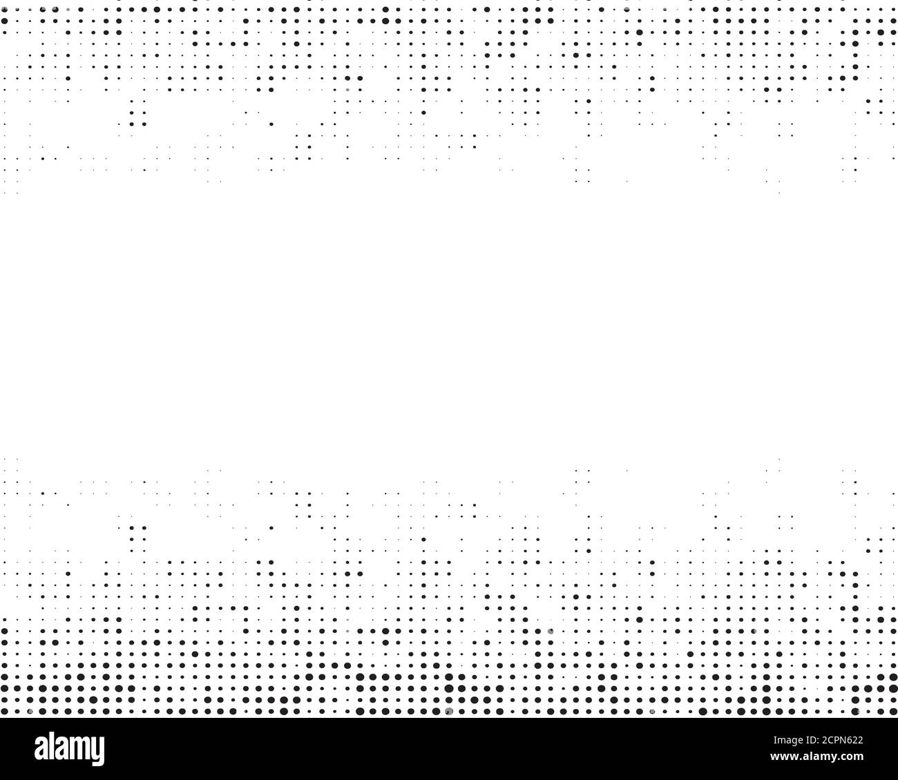 Hintergrund mit gepunkteten Muster oben und unten.White Hintergrund mit schwarzen Punkten, circles.Vector moderne optische Pop-Art-Textur für Poster, Visitenkarten Stock Vektor