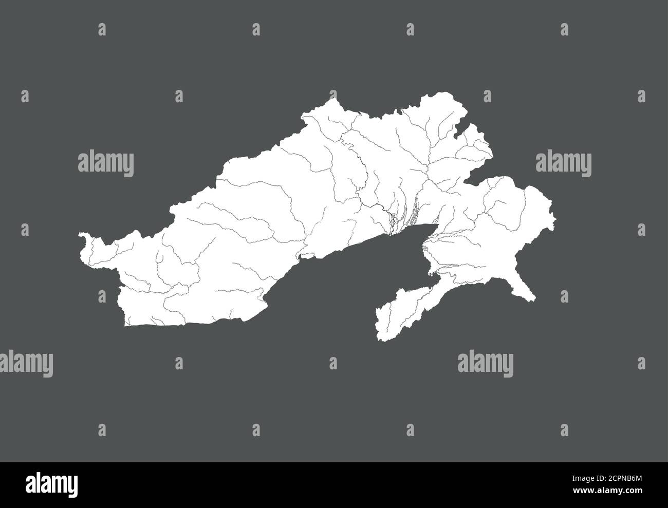 Indien Staaten - Karte von Arunachal Pradesh. Handgemacht. Flüsse und Seen werden angezeigt. Bitte sehen Sie sich meine anderen Bilder von kartographischen Serien an - sie sind alle V Stock Vektor