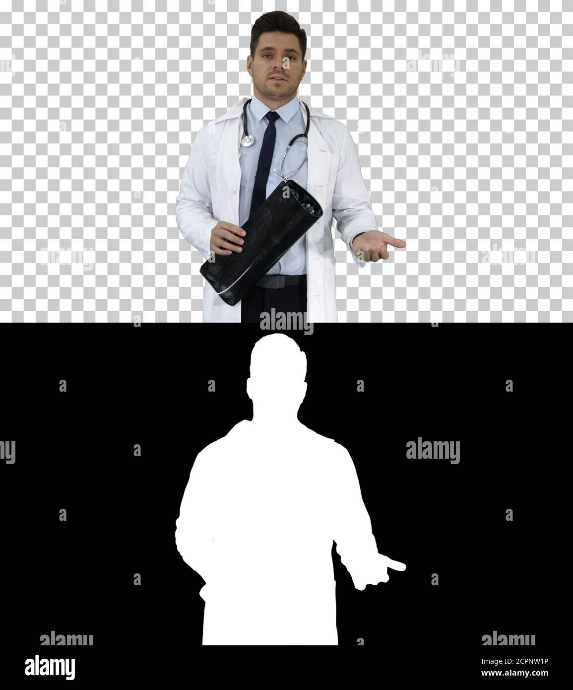 Arzt sagt Röntgenergebnisse der Kamera, Alpha-Kanal Stockfoto