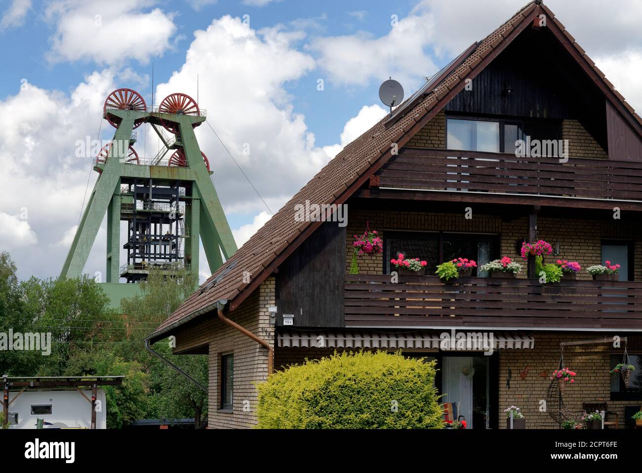 Headframe Haus Aden, Bergkamen, Nordrhein-Westfalen, Ruhrgebiet, Deutschland Stockfoto