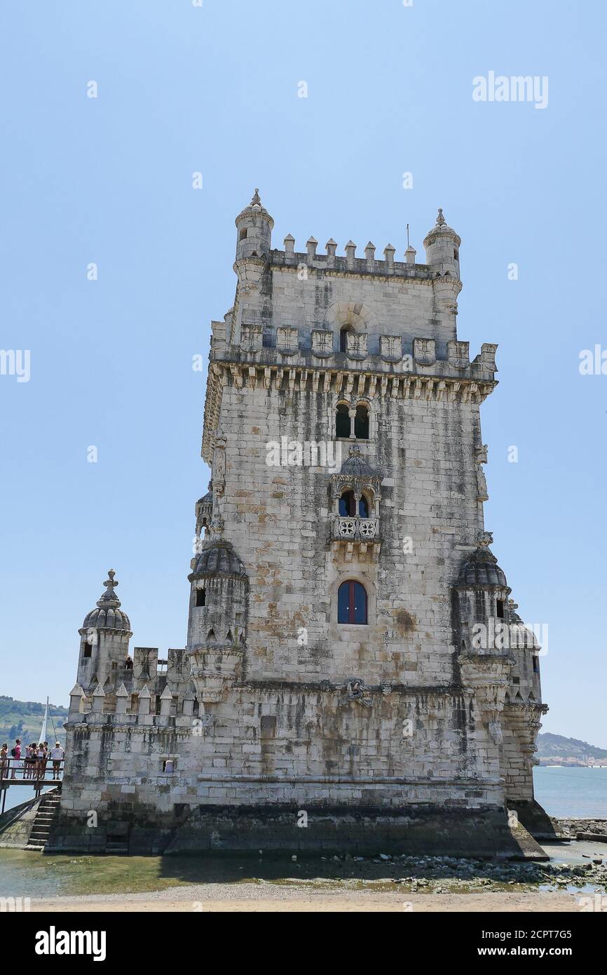 Portugal, Lissabon, Belem-Turm. Belem Turm, offiziell der Turm von Saint-Vincent ist eine Festung aus dem 16. Jahrhundert in Lissabon, die als diente Stockfoto