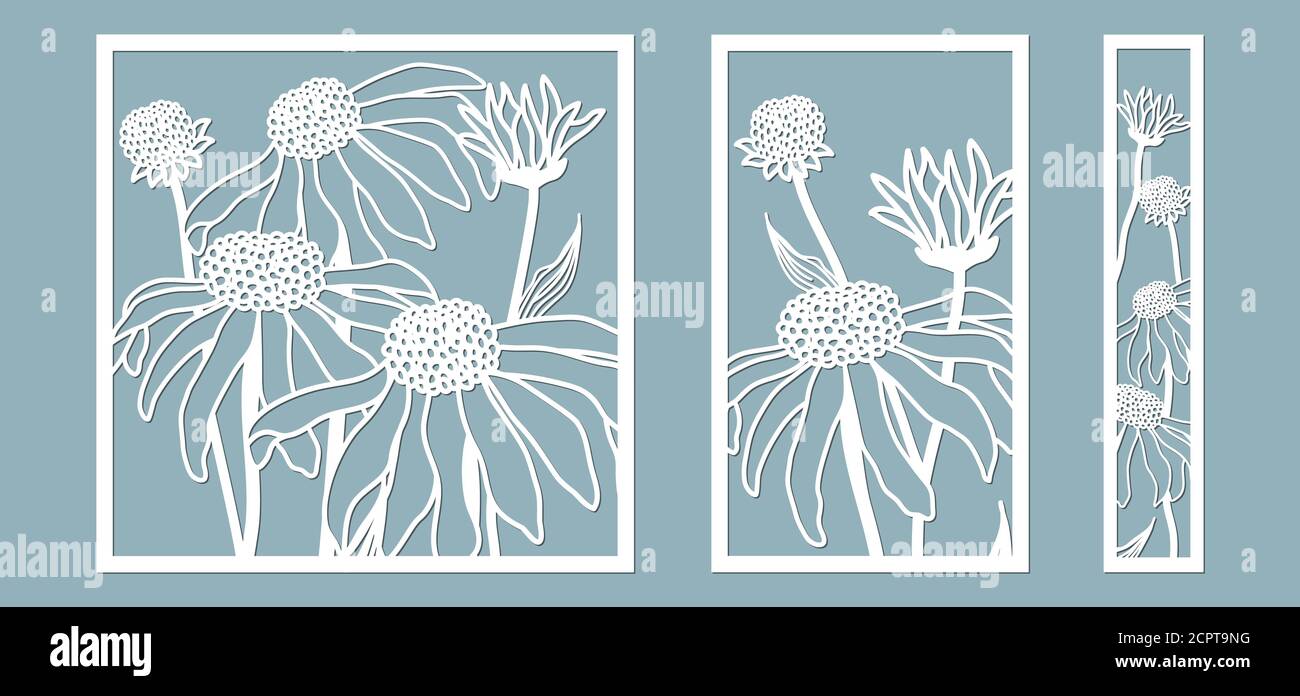 Schablone für Laserschneiden und Plotter. Blumen, Blätter, Blumenstrauß zur Dekoration. Vektorgrafik. lilie. Plotter- und Siebdruck. Serigraphie. Stock Vektor