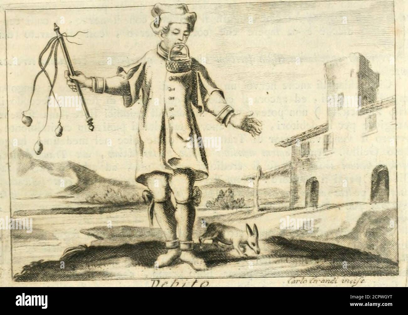 . Iconologia del cavaliere Cesare Ripa, perugino . DEBI- TOMO SECONDO.D E B I T O . Dì Cefare i{ipa. Iti. DrlTito Giovane peniofo e mefto > con abito ftracciato . Porterà la beretta averde in teita . In ambidiie li piedi , e nel collo un legame di fer-ro in forma di un cerchio rotondo groiTo. Terrà un paniere in bocca , ein mano una fruita , che in cima delle corde abbia palle di piombo , e >lina Lepre ai piedi. SI dipinge giovane > perchè ì giovani perloppiù fono trafcurati ,e non hanno amore alla roba, e fé niuno è penfolò , e mello, certo Co-lui è che ha da pagare ì debiti . E trac Stockfoto