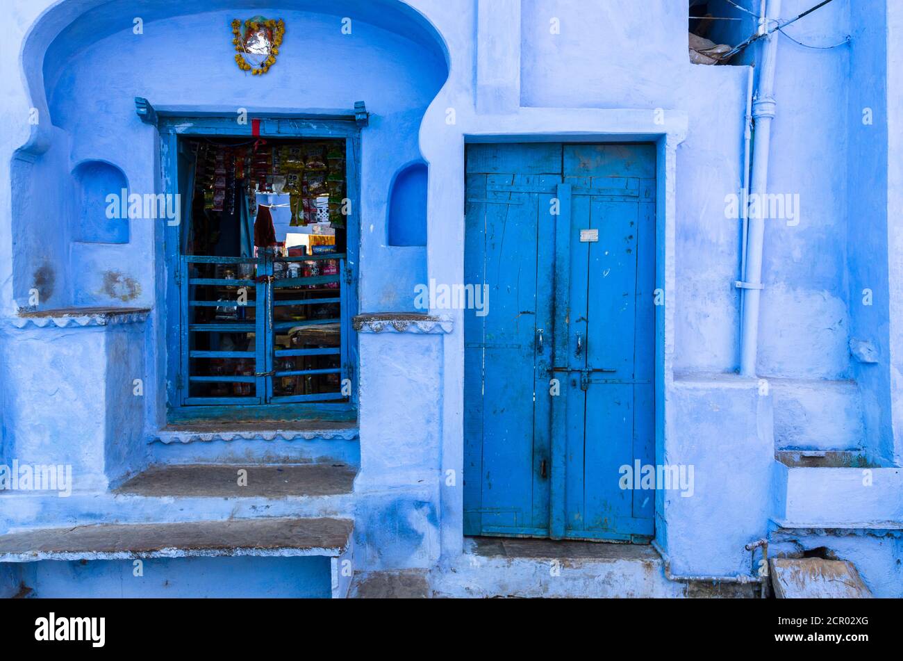 Blau bemaltes Haus in Bundi, Indien Stockfoto