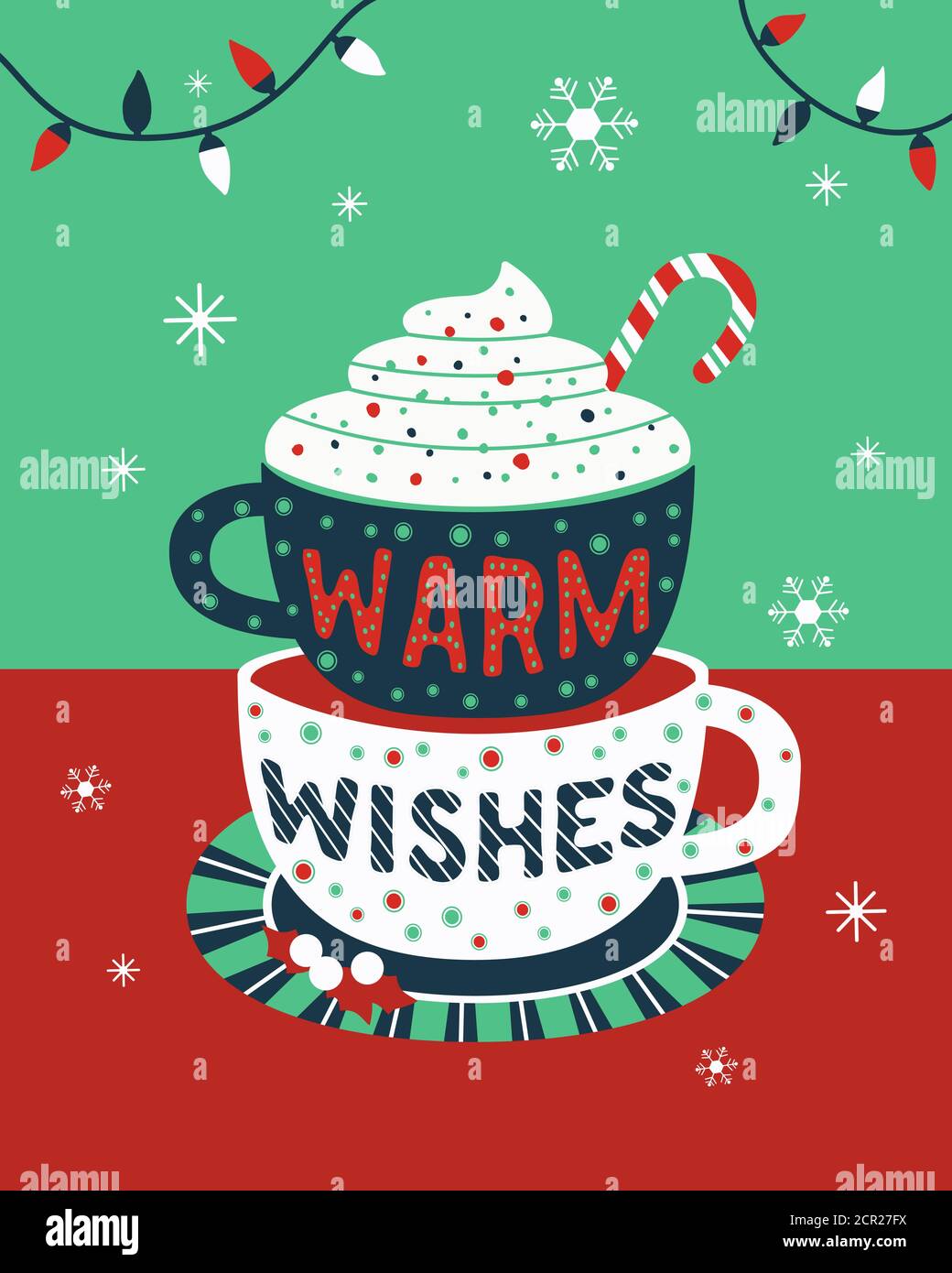 Warme Weihnachten wünscht Kakao Tasse Vektor-Poster Stock Vektor