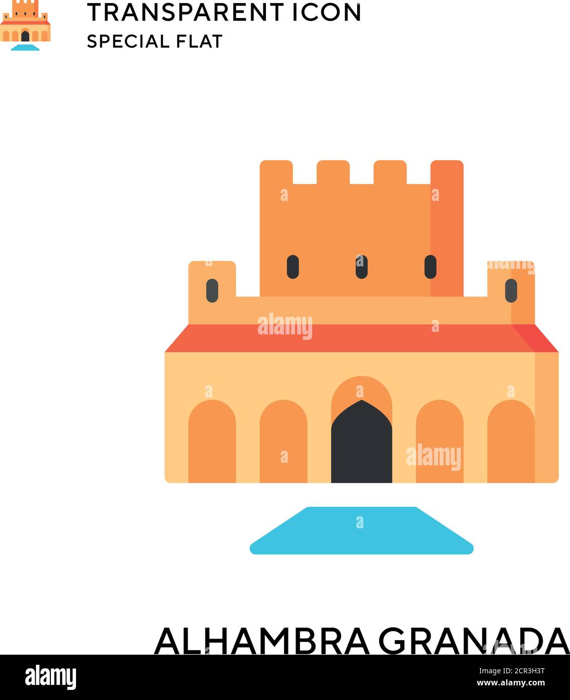 Alhambra granada Vektorsymbol. Flache Illustration. Vektor EPS 10. Stock Vektor