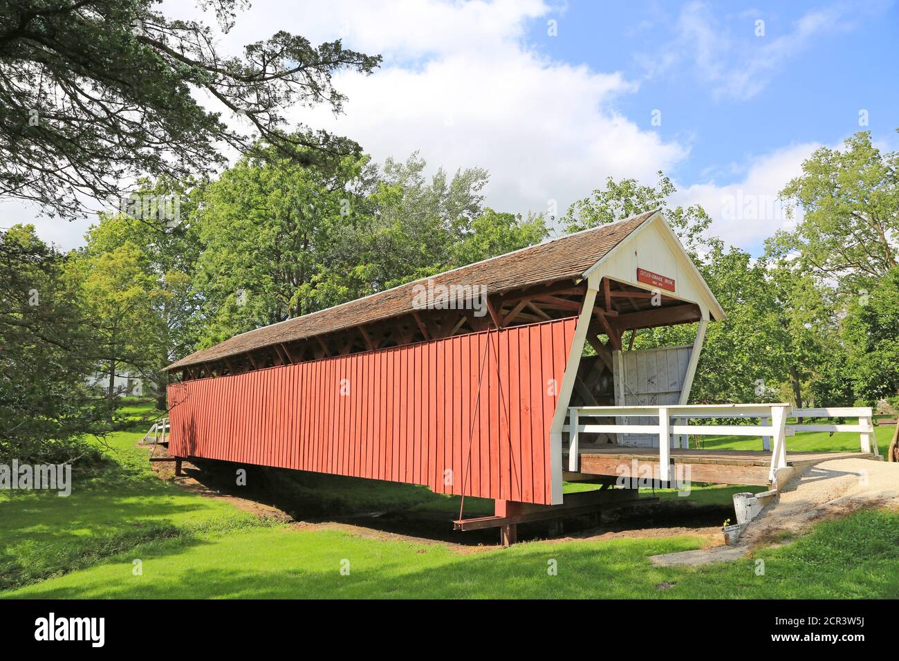 Überdachte Cutler-Donahoe Brücke - Iowa Stockfoto