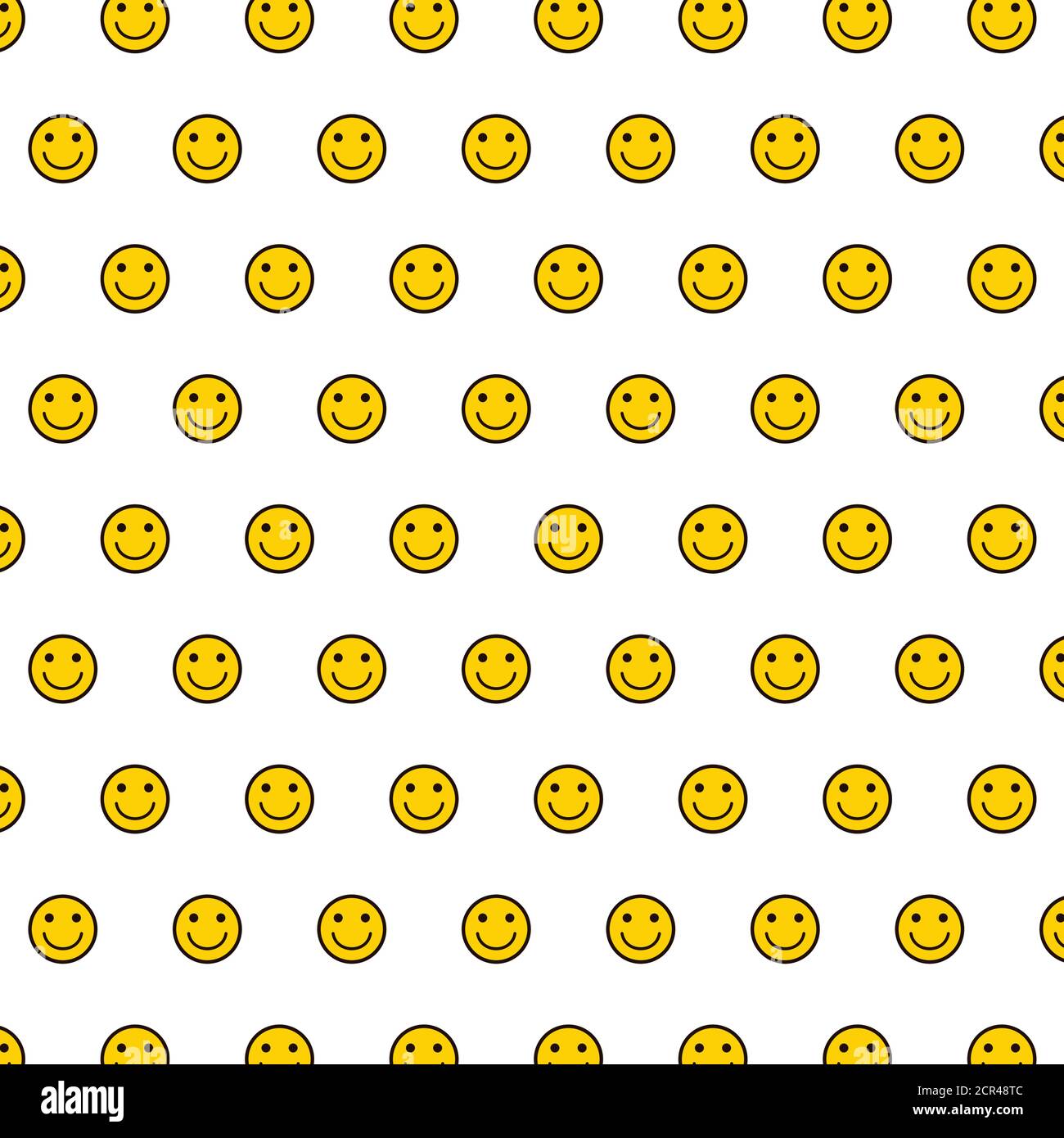 Lächeln Hintergrund. Nahtlose Muster von Happy Face Symbol. Lächelnde Emoticon-Textur. Stock Vektor