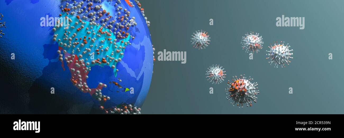 3d-Darstellung des Erdglobus, covid 19 Coronavirus Stockfoto