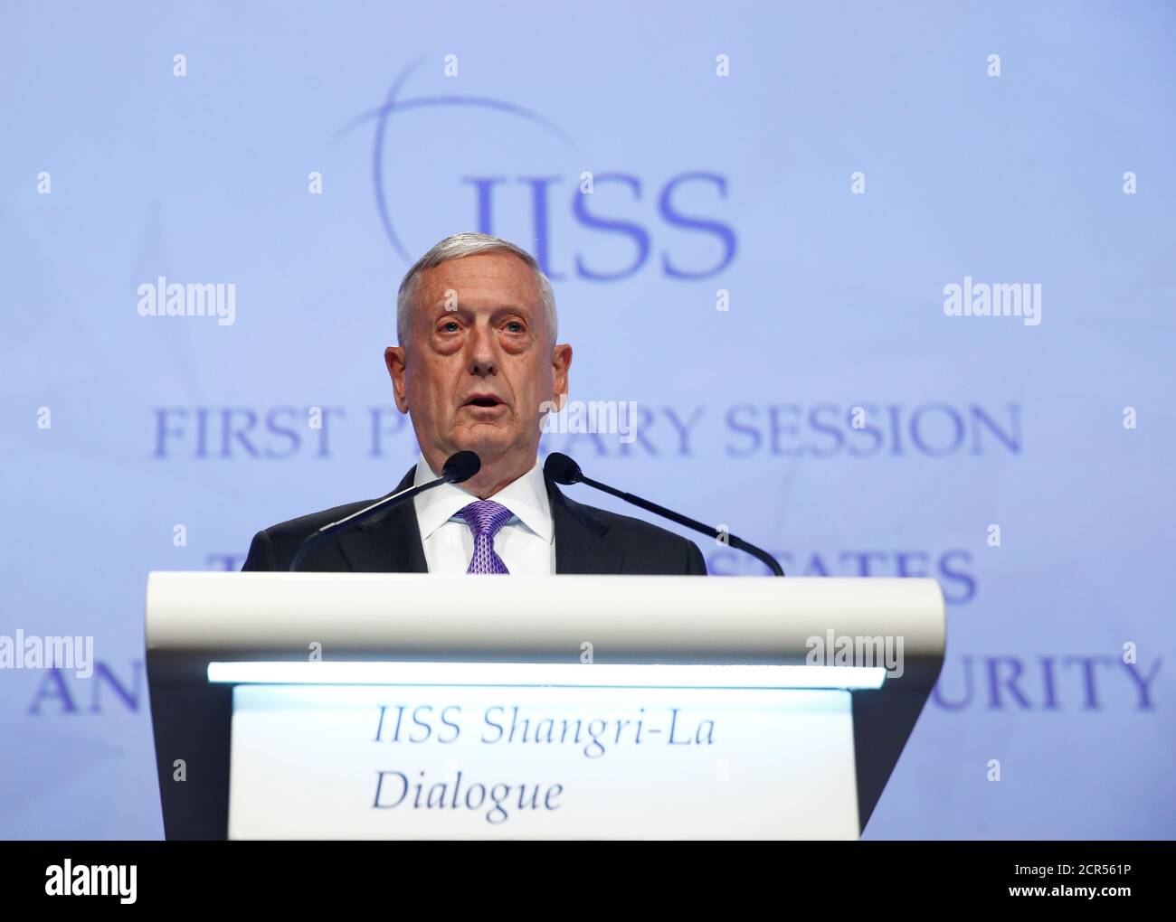 US-Verteidigungsminister James Mattis spricht auf der 16. IISS Shangri-La-Dialog in Singapur 3. Juni 2017. REUTERS/Edgar Su Stockfoto