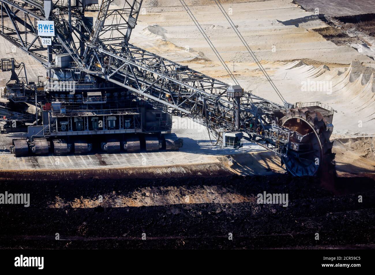 Inden, Nordrhein-Westfalen, Deutschland - Braunkohlebergwerk RWE Inden wird die Förderung ausschließlich für die Versorgung des Kraftwerks Weisweiler, der, verwendet Stockfoto