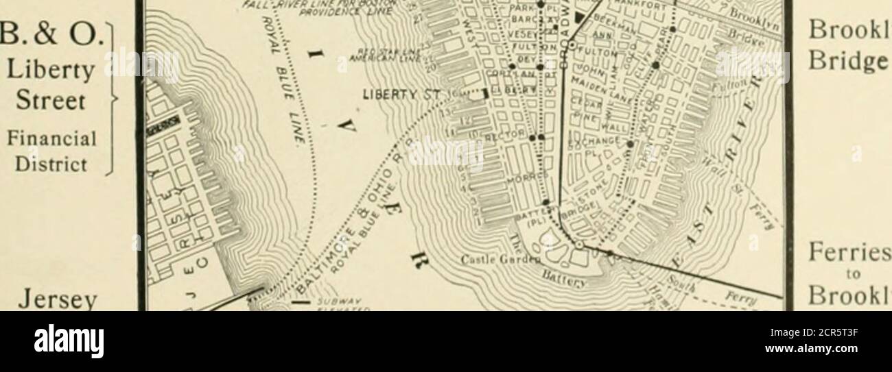 . Buch der Royal Blue . L^ ThroughStreet Cars 23d St. und GrandCentralStation Bl.ck Line Subway Surface Line LocalStation ExpressStation BrooklynBridge )VVLI&lt; IIARHOK Baltimore Z^ Ohio Stockfoto