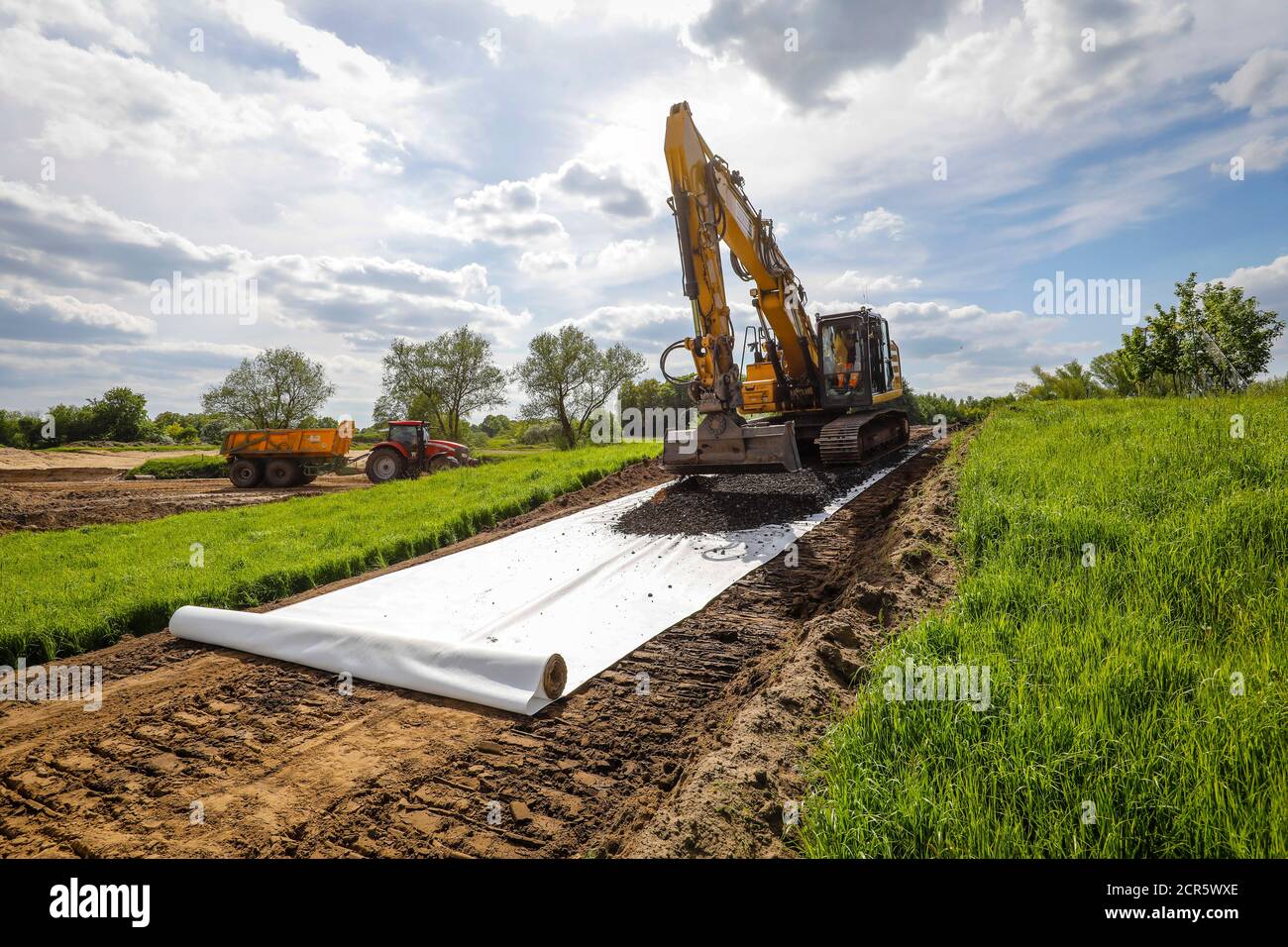 Datteln-Olfen, Ruhrgebiet, Nordrhein-Westfalen, Deutschland - Lippe, Fluss und Aue Entwicklung der Lippe in der Nähe von Haus Vogelsang, hier in der Nähe - Natu Stockfoto