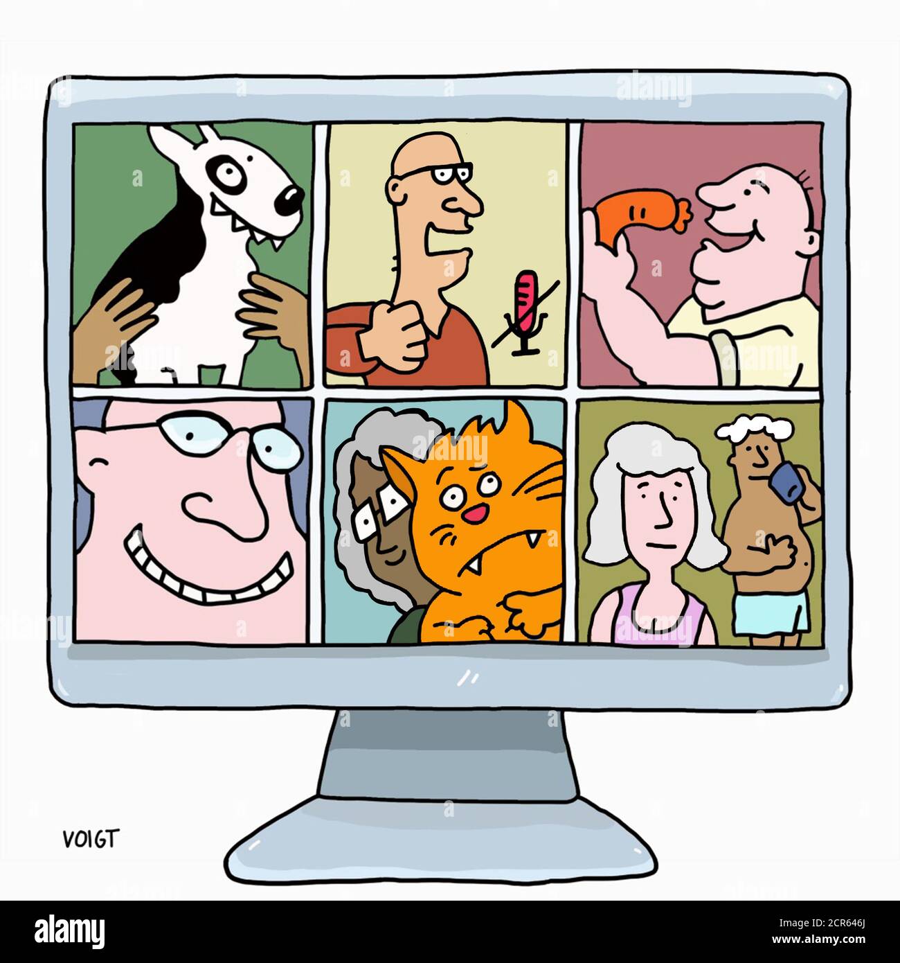 Abbildung, Online-Konferenz, Home Office Stockfoto