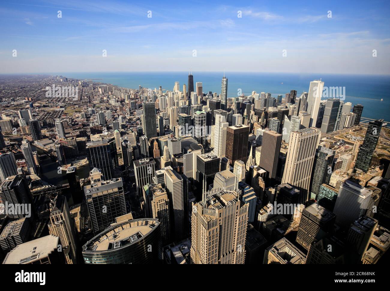 Skyline mit Lake Michigan, Blick vom John Hancock Center, Chicago, Illinois, USA, Nordamerika Stockfoto