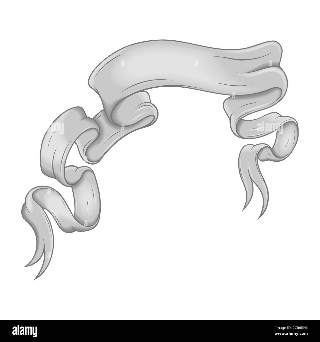 Darstellung von grauem Band auf weißem Hintergrund mit Farbverlauf und Schatten. Stock Vektor